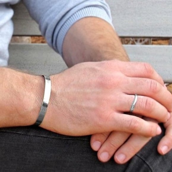 New! Stainless Steel Black Cuff Bracelets Bangles - Picture 3 of 9